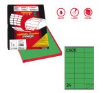 Etichette adesive C/500 - in carta - permanenti - 70 x 36 mm - 24 et/fg - 100 fogli - verde - Markin