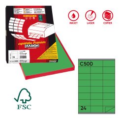 Etichette adesive C/500 - in carta - permanenti - 70 x 36 mm - 24 et/fg - 100 fogli - verde - Markin