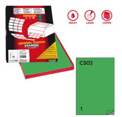 Etichette adesive C/503 - in carta - permanenti - 210 x 297 mm - 1 et/fg - 100 fogli - verde - Markin