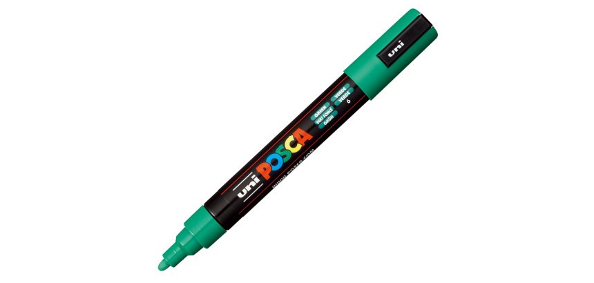 Marcatore a base d'acqua Uni Posca PC5M  - punta  tonda media da 1,8mm a 2,5mm - verde - Uni Mitsubishi