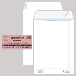 Busta a sacco Competitor FSC® - strip adesivo - 19 x 26 cm - 80 gr - bianco - Pigna Envelopes - conf. 100 pezzi