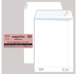 Busta a sacco Competitor FSC - strip adesivo - 23 x 33 cm - 80 gr - bianco - Pigna Envelopes - conf. 100 pezzi