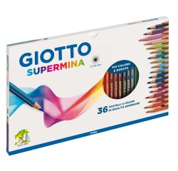Pastello Supermina - mina 3,8 mm - colori assortiti - Giotto - astuccio 36 pezzi