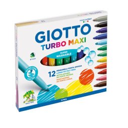 EN_Rotulador giotto turbo-maxi caja de 12 colores lavables con punta bloqueada