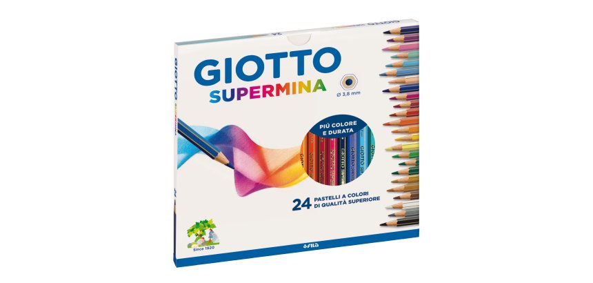 Pastello Supermina - mina 3,8 mm - colori assortiti - Giotto - astuccio 24 pezzi