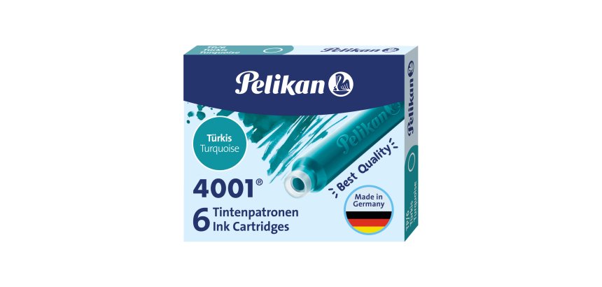 Cartucce inchiostro 4001 (TP/6) -  lunghezza 39mm - turchese - Pelikan - scatola 6 cartucce