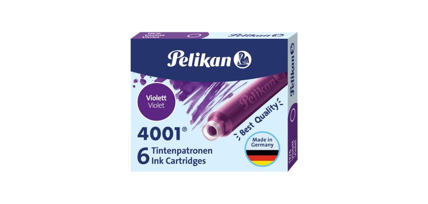 Cartucce inchiostro 4001 (TP/6) - lunghezza 39mm - viola - Pelikan - scatola 6 cartucce