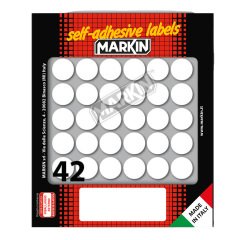 Etichette adesive tonde - in carta - permanenti - diametro 18 mm - 42 et/fg - 10 fogli - bianco - Markin