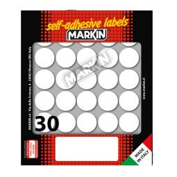 Etichette adesive tonde - in carta - permanenti - diametro 22 mm - 30 et/fg - 10 fogli - bianco - Markin