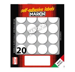 Etichette adesive tonde - in carta - permanenti - diametro 27 mm - 20 et/fg - 10 fogli - bianco - Markin