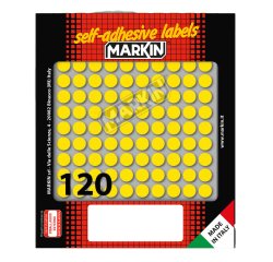 Etichette adesive tonde - in carta - permanenti - diametro 10 mm - 120 et/fg - 10 fogli - giallo - Markin