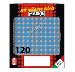 Etichette adesive tonde - in carta - permanenti - diametro 10 mm - 120 et/fg - 10 fogli - blu - Markin