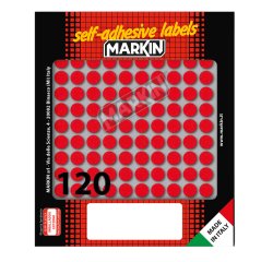 Etichette adesive tonde - in carta - permanenti - diametro 10 mm - 120 et/fg - 10 fogli - rosso - Markin