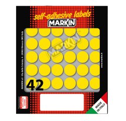 Etichette adesive tonde - in carta - permanenti - diametro 18 mm - 42 et/fg - 10 fogli - giallo - Markin