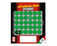 Etichette adesive tonde - in carta - permanenti - diametro 18 mm - 42 et/fg - 10 fogli - verde - Markin