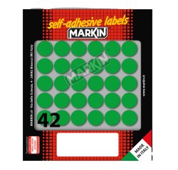 Etichette adesive tonde - in carta - permanenti - diametro 18 mm - 42 et/fg - 10 fogli - verde - Markin