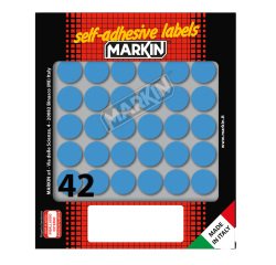 Etichette adesive tonde - in carta - permanenti - diametro 18 mm - 42 et/fg - 10 fogli - blu - Markin