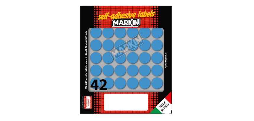 Etichette adesive tonde - in carta - permanenti - diametro 18 mm - 42 et/fg - 10 fogli - blu - Markin
