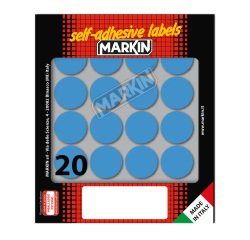 Etichette adesive tonde - in carta - permanenti - diametro 27 mm - 20 et/fg - 10 fogli - blu - Markin