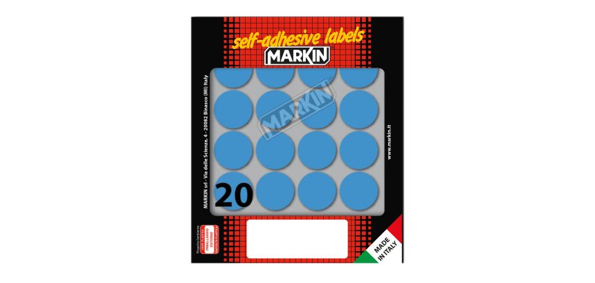 Etichette adesive tonde - in carta - permanenti - diametro 27 mm - 20 et/fg - 10 fogli - blu - Markin