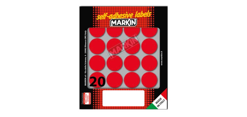Etichette adesive tonde - in carta - permanenti - diametro 27 mm - 20 et/fg - 10 fogli - rosso - Markin