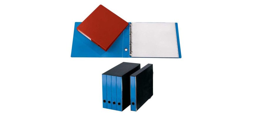 Portatabulati ad anelli - senza custodia (singolo) - dorso 5 cm - 31,5x42 cm - azzurro - Cartotecnica del Garda
