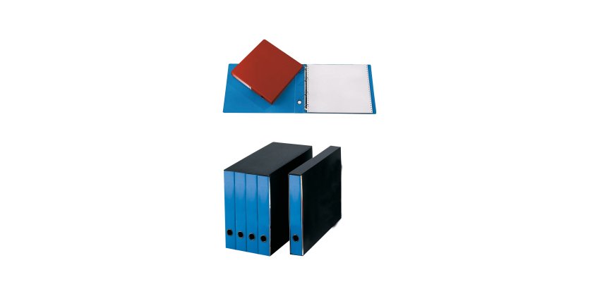 Portatabulati ad anelli - senza custodia (singolo) - dorso 5 cm - 31,5x29 cm - azzurro - Cartotecnica del Garda