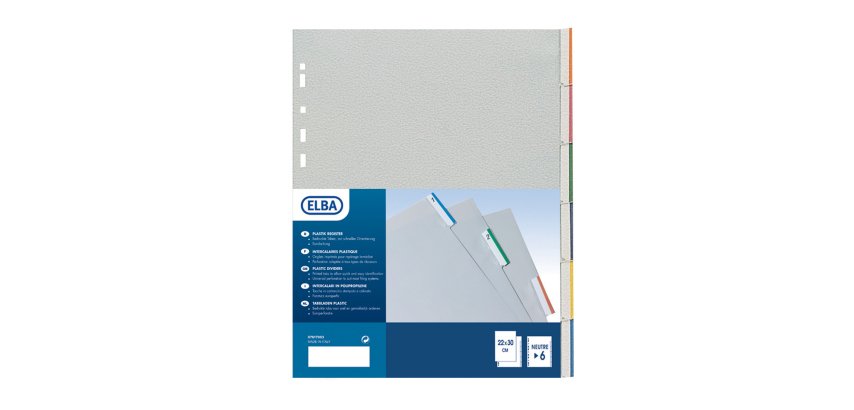 Separatore - 6 tacche personalizzabili - PP - 22x30 cm - grigio - Favorit