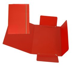 Cartella 3 lembi con elastico - A5 - dorso variabile - cartone plastificato - rosso - Cartotecnica del Garda