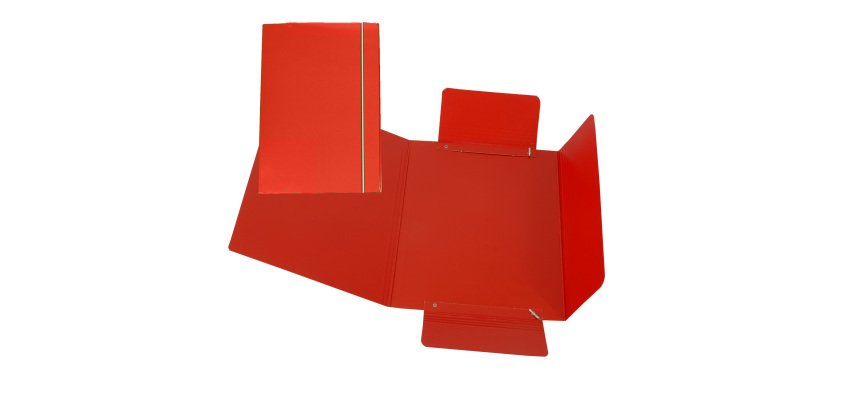 Cartella 3 lembi con elastico - A5 - dorso variabile - cartone plastificato - rosso - Cartotecnica del Garda