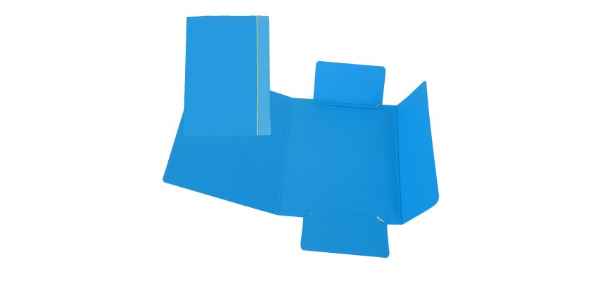 Cartella 3 lembi con elastico - A5 - dorso variabile - cartone plastificato - azzurro - Cartotecnica del Garda