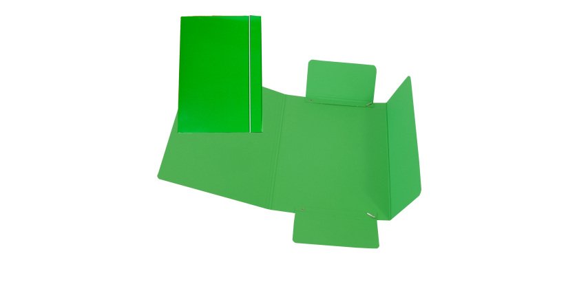 Cartella 3 lembi con elastico - A5 - dorso variabile - cartone plastificato - verde - Cartotecnica del Garda