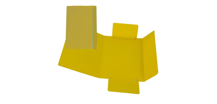 Cartella 3 lembi con elastico - A5 - dorso variabile - cartone plastificato - giallo - Cartotecnica del Garda