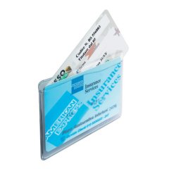 Porta Cards - 2 tasche - 9,5x6,5 cm - trasparente - Favorit - conf. 50 pezzi