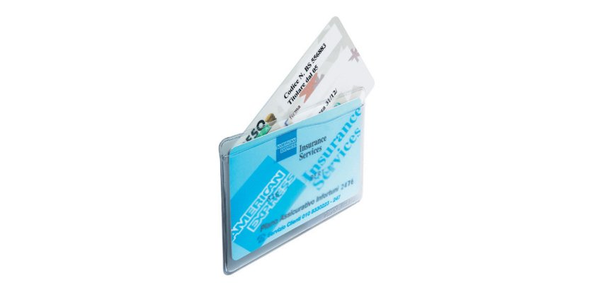 Porta Cards - 2 tasche - 9,5 x 6,5 cm - trasparente - Favorit - conf. 50 pezzi
