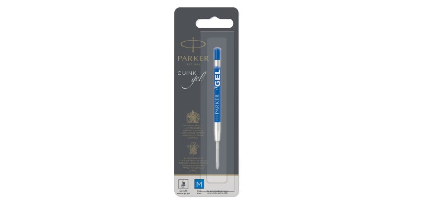 Refill sfera QuinkGel - punta media - metallo - blu - Parker