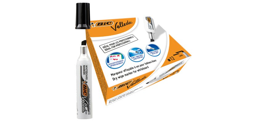 Marcatore Whiteboard Marker Velleda 1781 - punta scalpello 3,2-5,5mm - nero  - Bic