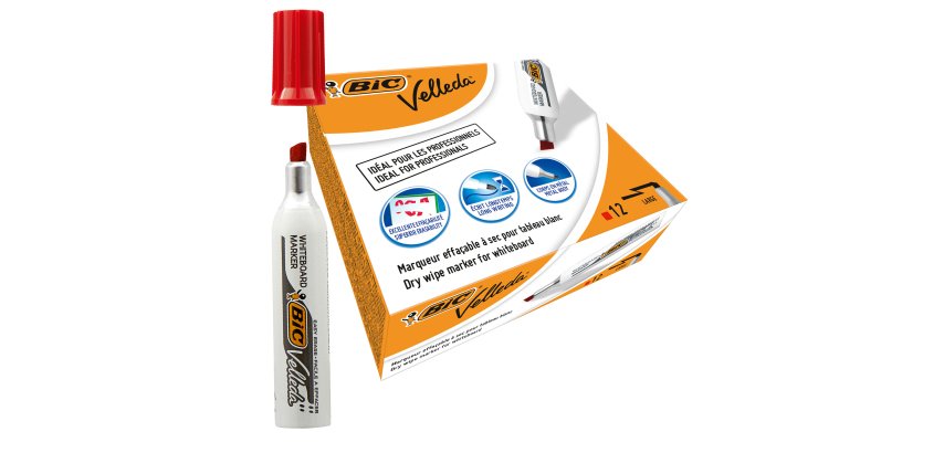 Marcatore Whiteboard Marker Velleda 1781 - punta scalpello 3,2-5,5mm - rosso  - Bic