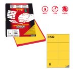 Etichette adesive C/512 - in carta - permanenti - 105 x 74,25 mm - 8 et/fg - 100 fogli - giallo - Markin