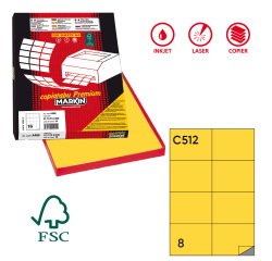 Etichette adesive C/512 - in carta - permanenti - 105 x 74,25 mm - 8 et/fg - 100 fogli - giallo - Markin