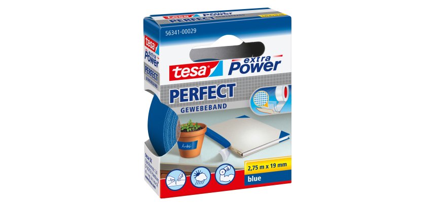 Nastro adesivo telato XP Perfect - 19 mm x 2,7 m - tela plastificata - blu - Tesa