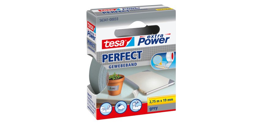 Nastro adesivo telato XP Perfect - 19 mm x 2,7 m - tela plastificata - grigio - Tesa