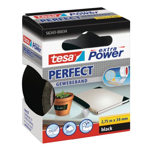 Nastro adesivo telato XP Perfect - 3,8 cm x 2,7 m - nero -Tesa