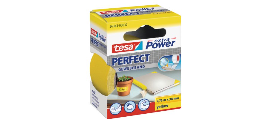 Nastro adesivo telato XP Perfect - 38 mm x 2,7 m - tela plastificata - giallo - Tesa