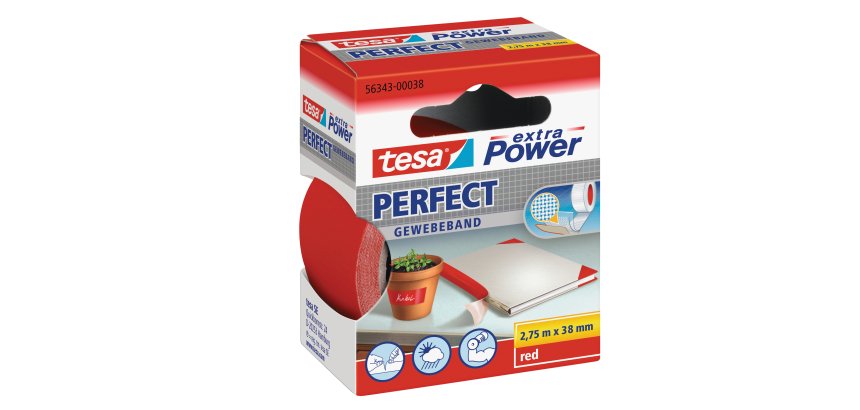Nastro adesivo telato XP Perfect - 38 mm x 2,7 m - tela plastificata - rosso - Tesa