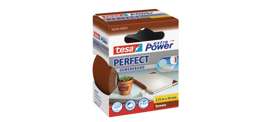 Nastro adesivo telato XP Perfect - 38 mm x 2,7 m - tela plastificata - marrone - Tesa