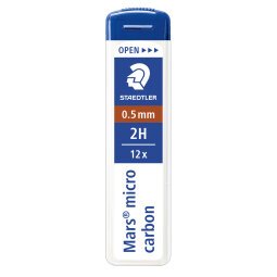 Astuccio 12 Mine Mars Micro - mina 0,5mm - gradazione 2H - Staedtler - conf. 12 astucci