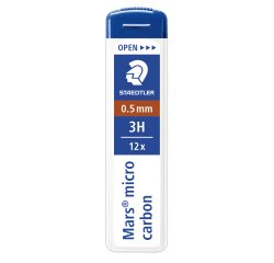 Astuccio 12 Mine Mars Micro - mina 0,5mm - gradazione 3H - Staedtler - conf. 12 astucci