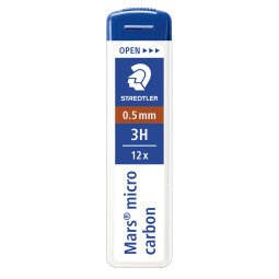 Astuccio 12 Mine Mars Micro - mina 0,5mm - gradazione 3H - Staedtler - conf. 12 astucci