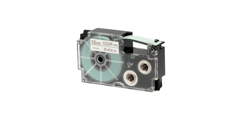 Nastro - 12 mm x 8 mt - nero/ trasparente - Casio